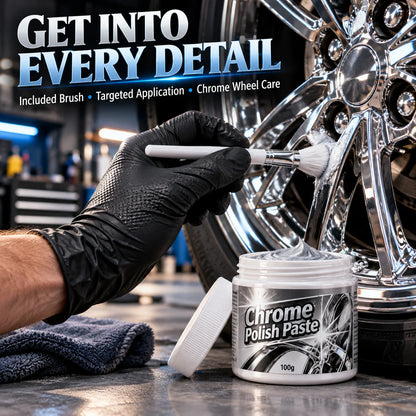 ✨ Chrome Polish Paste – 100g Metal & Chrome Polishing Paste with Application Brush for a Brilliant Mirror-Like Finish