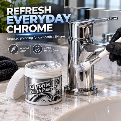 ✨ Chrome Polish Paste – 100g Metal & Chrome Polishing Paste with Application Brush for a Brilliant Mirror-Like Finish