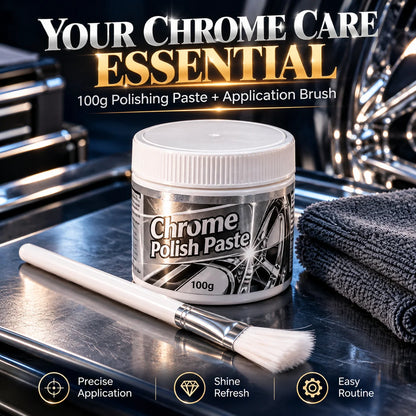 ✨ Chrome Polish Paste – 100g Metal & Chrome Polishing Paste with Application Brush for a Brilliant Mirror-Like Finish