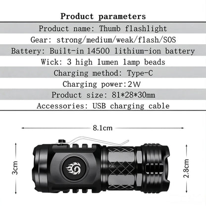 🔥 - Three-eyed Monster Mini Flash Super Power Flashlight