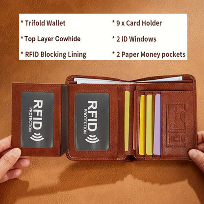 Billetera de cuero ultradelgada RFID