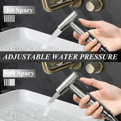 3-in-1 Adjustable Pressure Stainless Steel Nozzle,  Easy-Install Attachment for Personal Hygiene, Toilet Cleaning