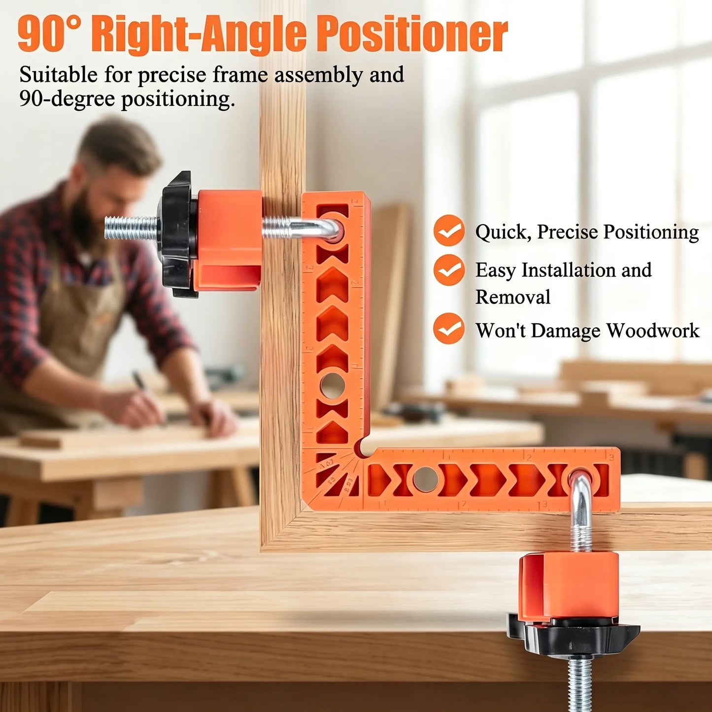 🔧90 Degree Corner Clamp & Positioning Square Set - (3" 4")inch x 8 Right Angle Clamp with 8 Clamp ABS Plastic L-Shaped Tool