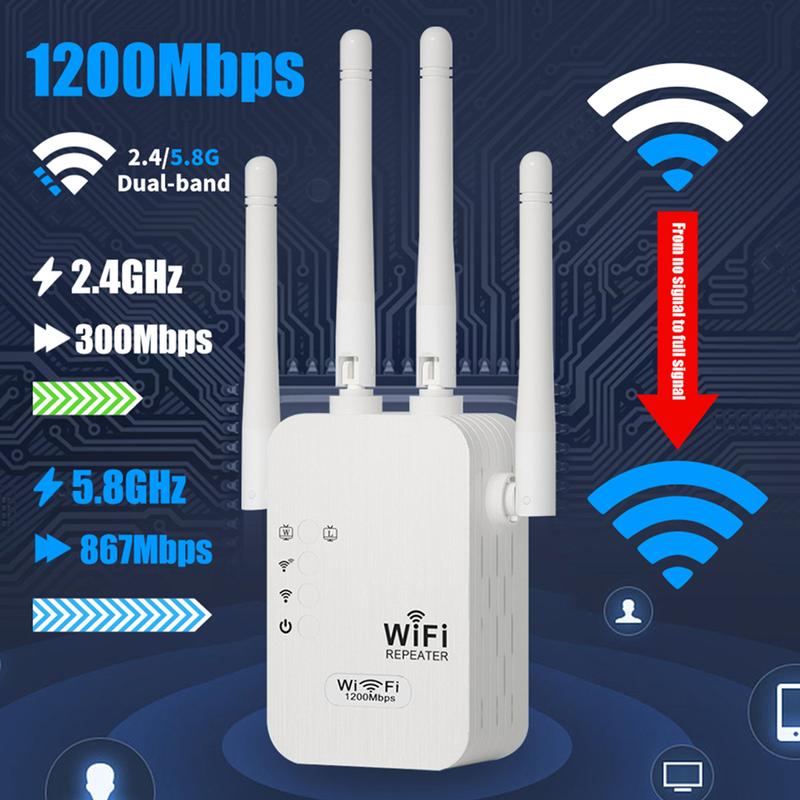 🔥2025 hot sale 🎁1200Mbps Dual Band (5GHz/2.4GHz) WiFi Extender Covers 10,000 sq. ft & 50 Devices
