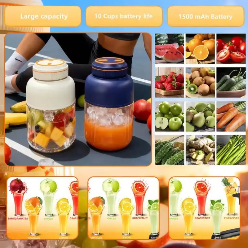 Exprimidor de frutas eléctrico portátil de gran capacidad