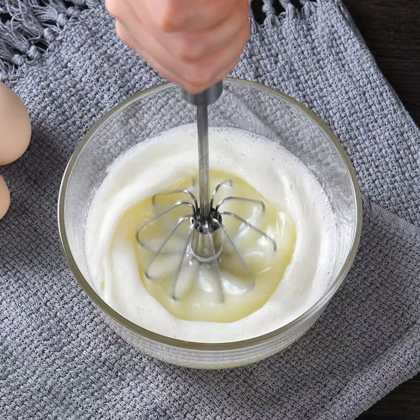 Semi-Automatic Stainless Steel Push Rotary Whisk Set
