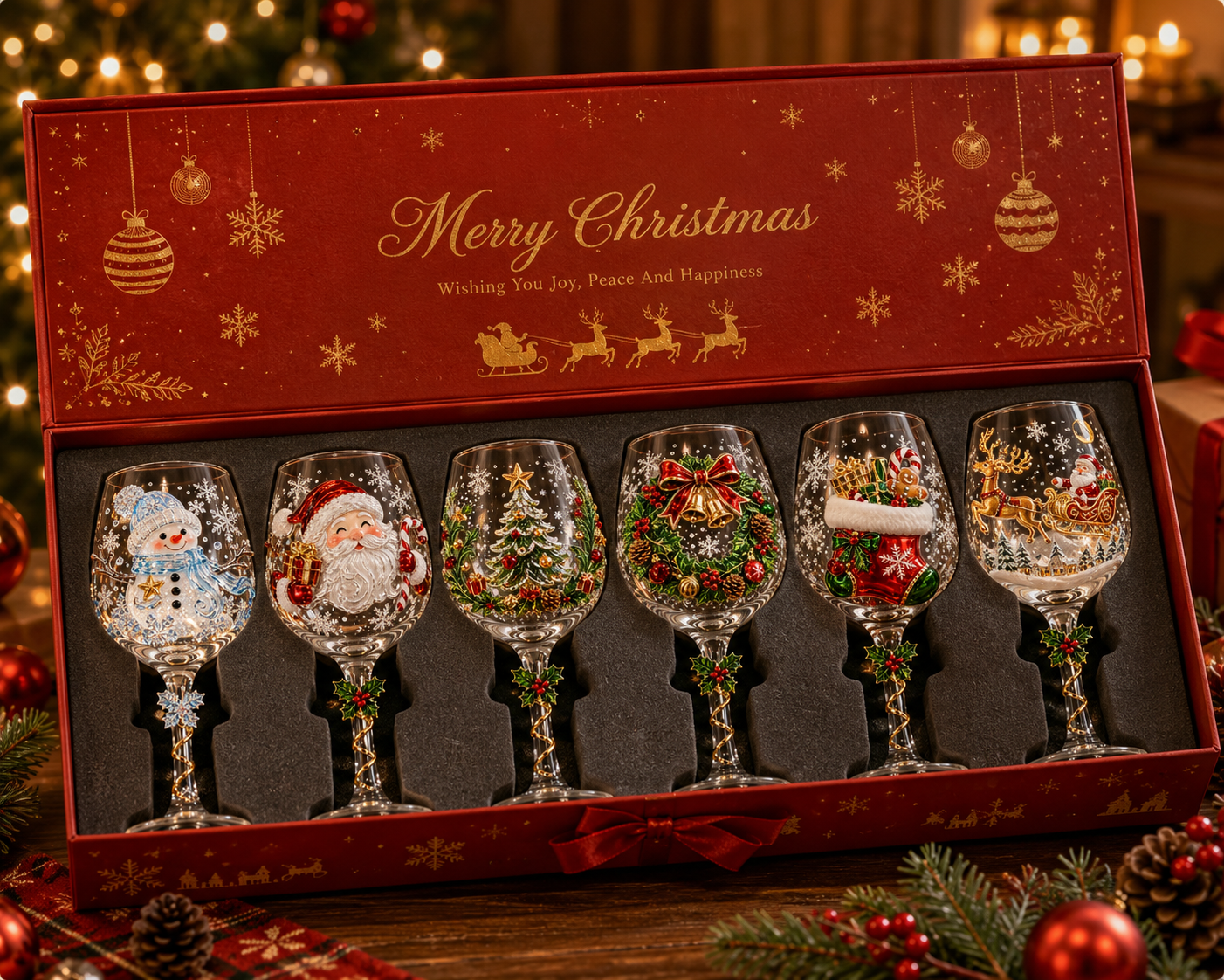 🔥🎁Christmas Wine Glass Collection Gift Box Set✨