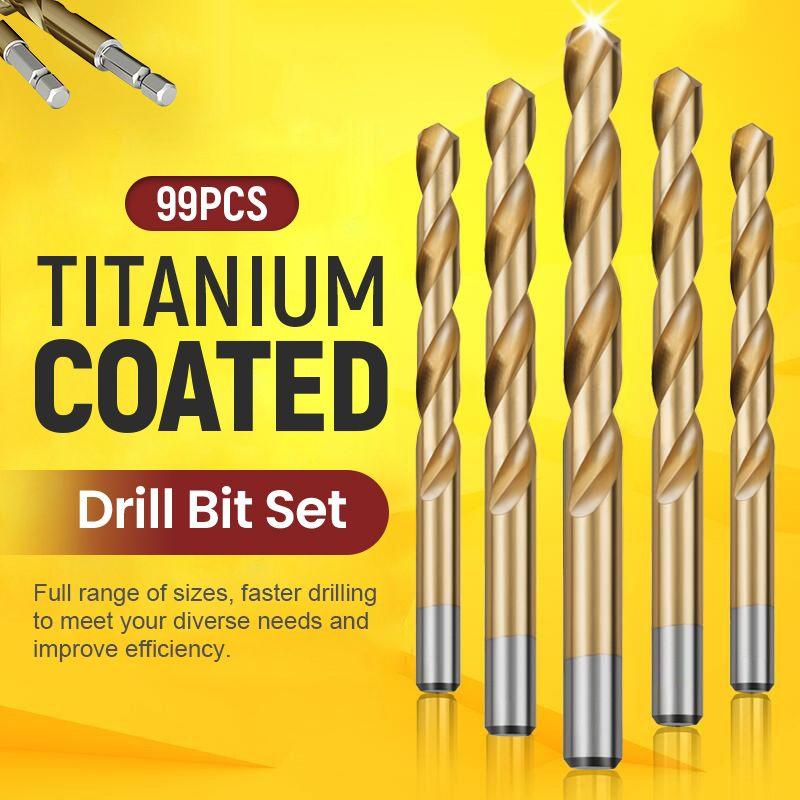 🔥99-piece high-speed steel titanium-plated twist drill bit set