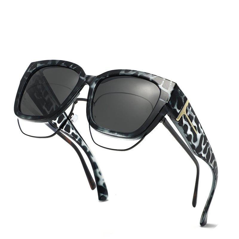 Gafas de sol polarizadas de espejo que se ajustan sobre las gafas para hombres y mujeres para conducir