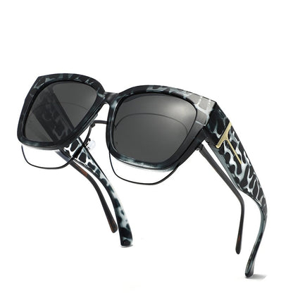 Gafas de sol polarizadas de espejo que se ajustan sobre las gafas para hombres y mujeres para conducir