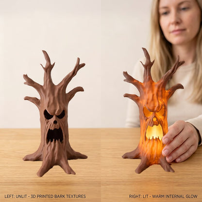 👻Spooky Haunted Tree Trunk Ornament 3D Printable LED Candle Holder Halloween Glowing Table Decor