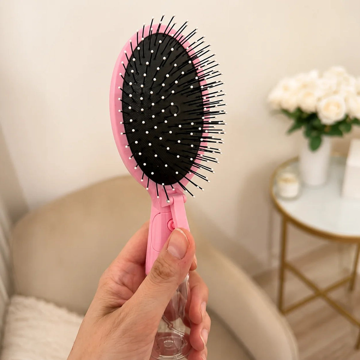 Mist & Brush Hair Tool with Built-In Water Reservoir for Wet & Dry Styling
