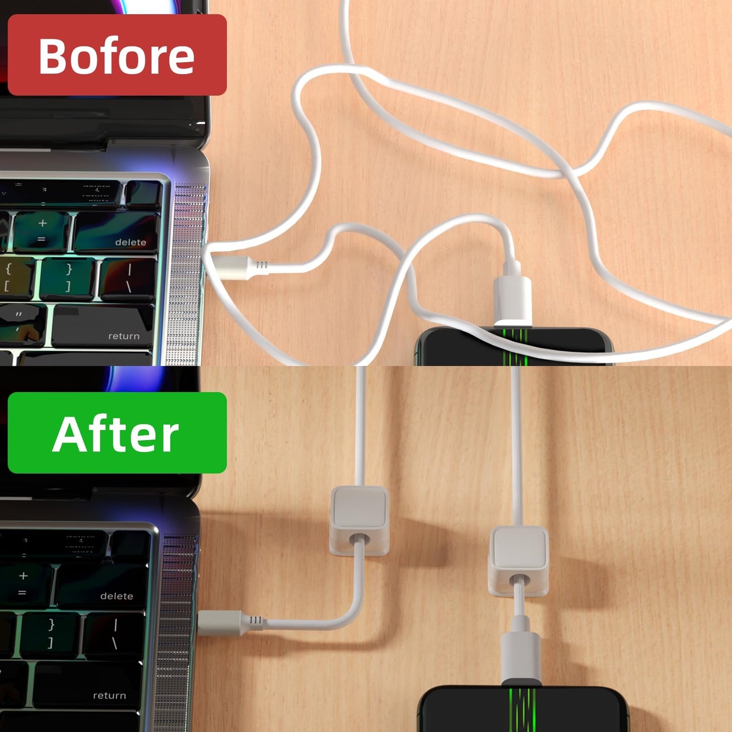 🔥Magnetic cable organizer, simple and secure adhesive cable management.