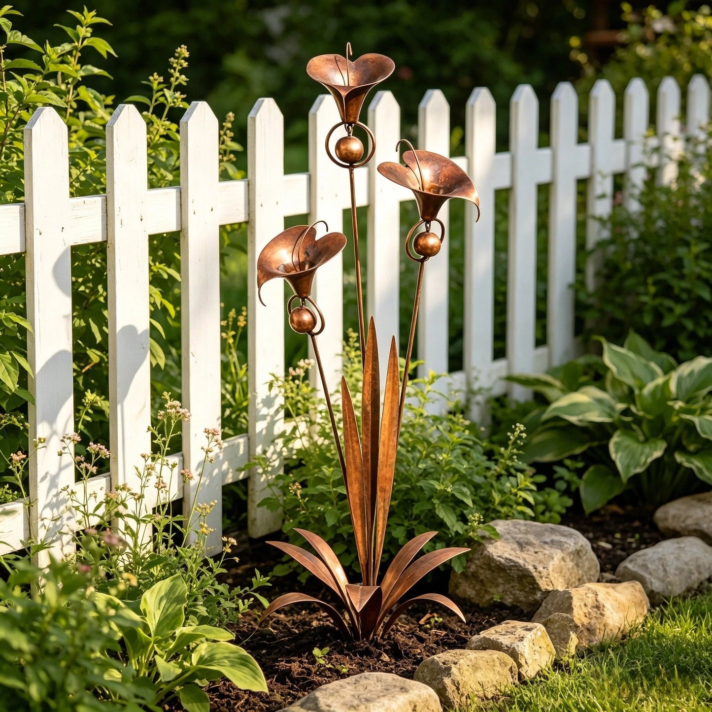 🏡Three Calla Lilies Garden Stake with Bells