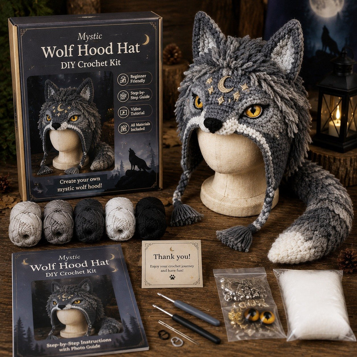 🔥Limited Time 50% OFF - 🧵Fantasy Hood Hat DIY Crochet Kit – Create Your Own Magical Wearable Character Hat