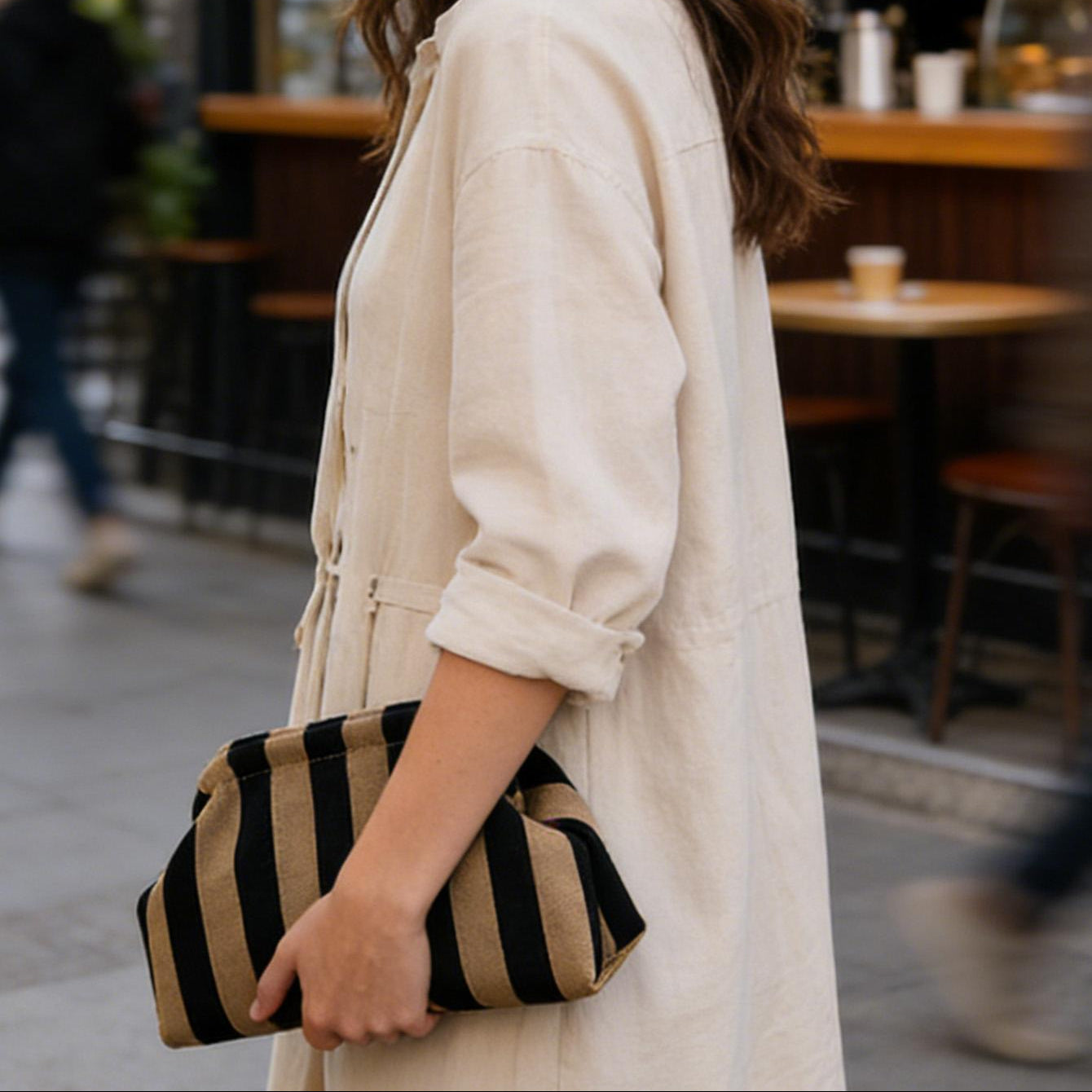 Bolso cruzado en nube a rayas y lunares de diamantes para mujer – Bolso ligero con cierre de clip para el estilo de cada día 👜