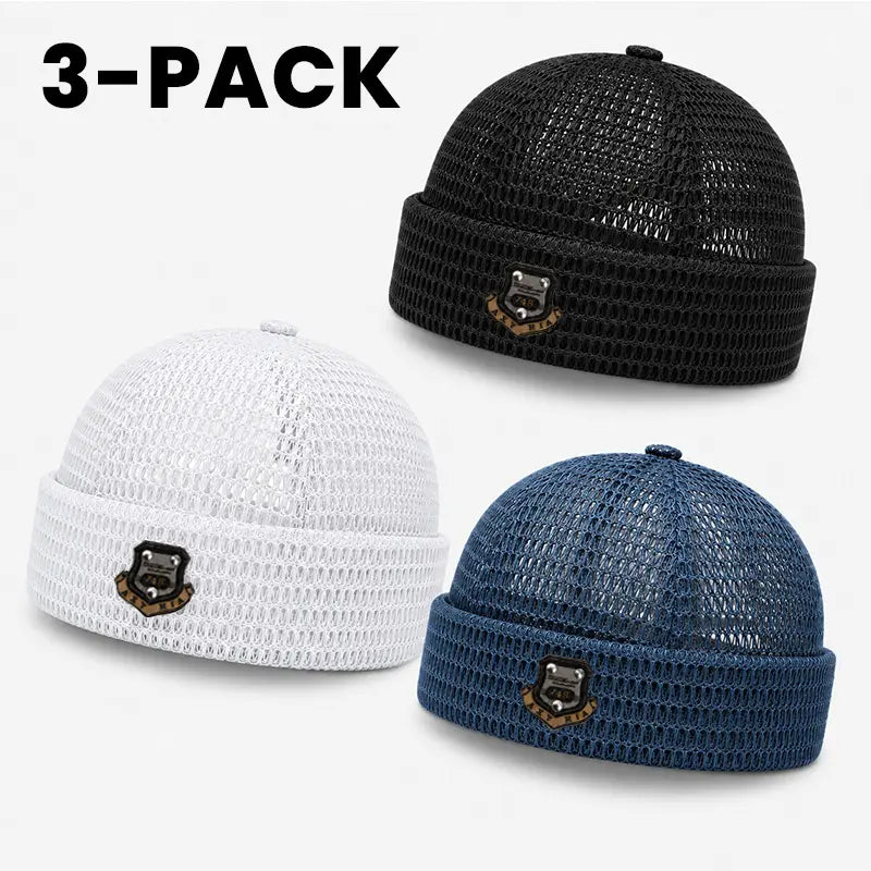 Men's 3-Pack Feather-Soft Blended Yarns Mesh Netting Beanies
