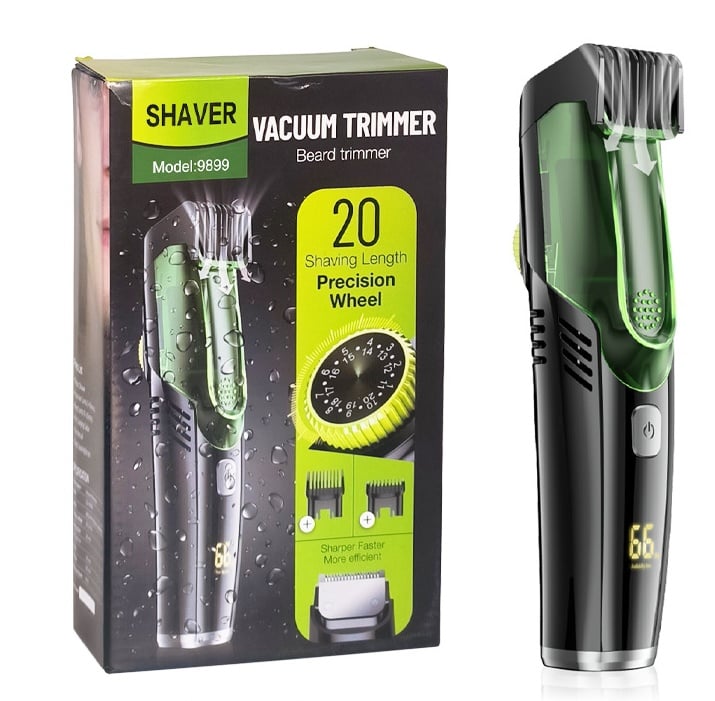 Vacuum Beard Shaver for Men, Built-in Vacuum Trimmer for Mustache, Sideburns, Facial Hair, Rechargeable, IPX6 Waterproof, 2 Comb, Comfort face 2in1 Electric Razor rechargeable men 2025 ornament