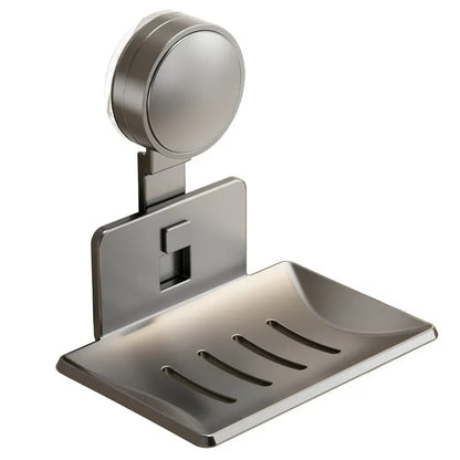 📢📢50% OFF !! ⏰Vacuum Suction Soap Dish: V-Shaped Drainage, Rustproof Aluminum, No Drilling, Twist-Lock🧼