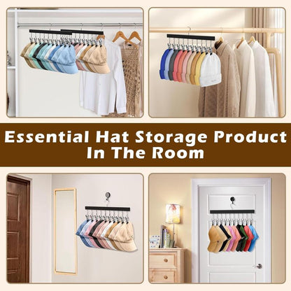 Semi-enclosed wooden hat rack with 12 stainless steel clips
