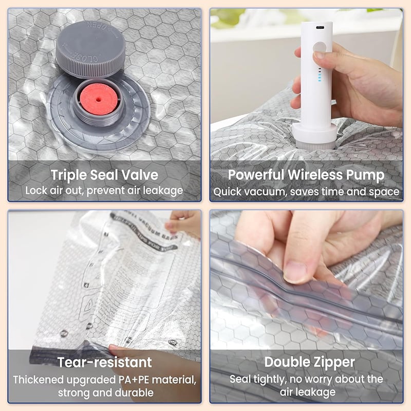 🎁 Cordless Travel Vacuum Storage Compression Bag Set