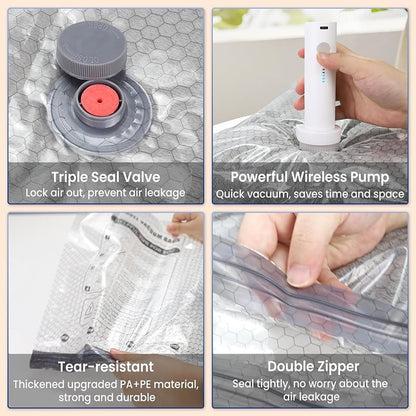 🎁 Cordless Travel Vacuum Storage Compression Bag Set