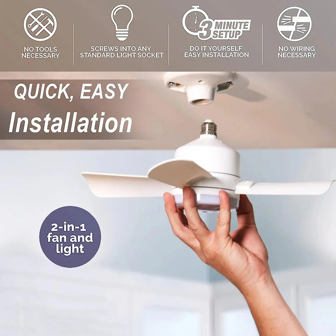 🎁 Ventilador de techo portátil 2 en 1 con luz (incluye control remoto)
