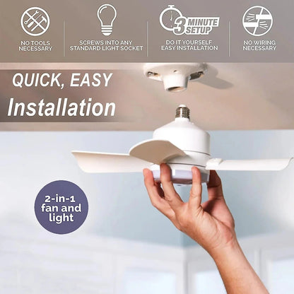 🎁 Ventilador de techo portátil 2 en 1 con luz (incluye control remoto)
