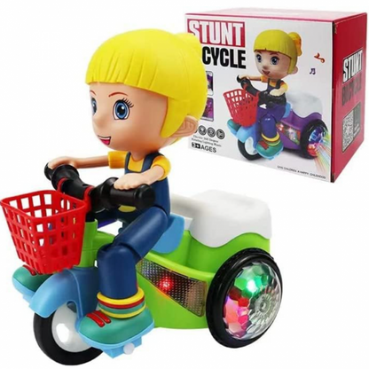⏳Time-Limited Special⏰Light‑up stunt trike with music and a removable doll — 360° spinning wheels, colorful lights, and endless fun for little riders. 🎶