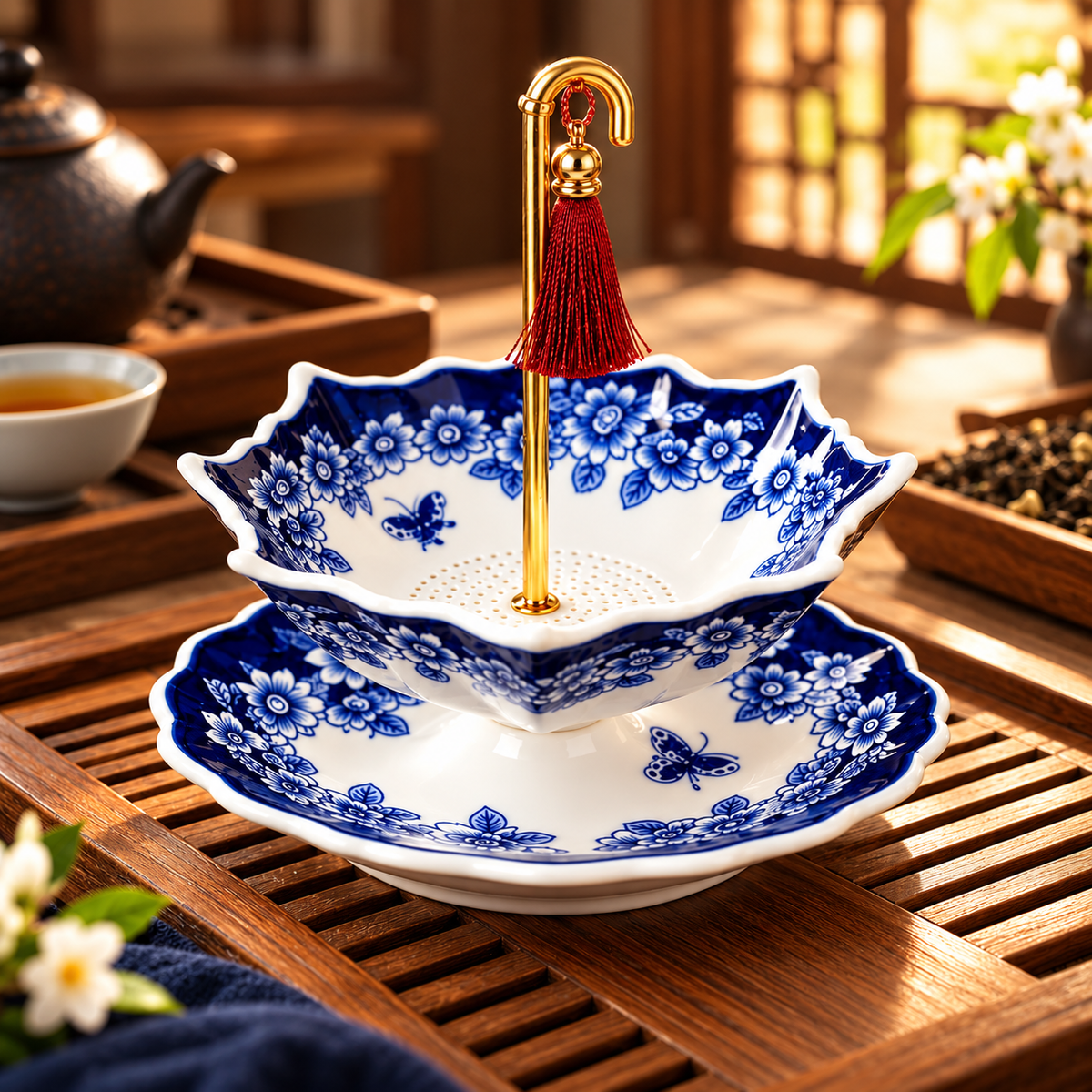 Umbrella Porcelain Ceramic Tea Strainer
