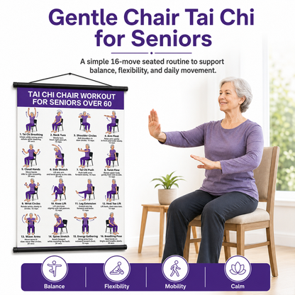 🔥Tai Chi Chair Workout Chart for Seniors (16 x 24 inches)