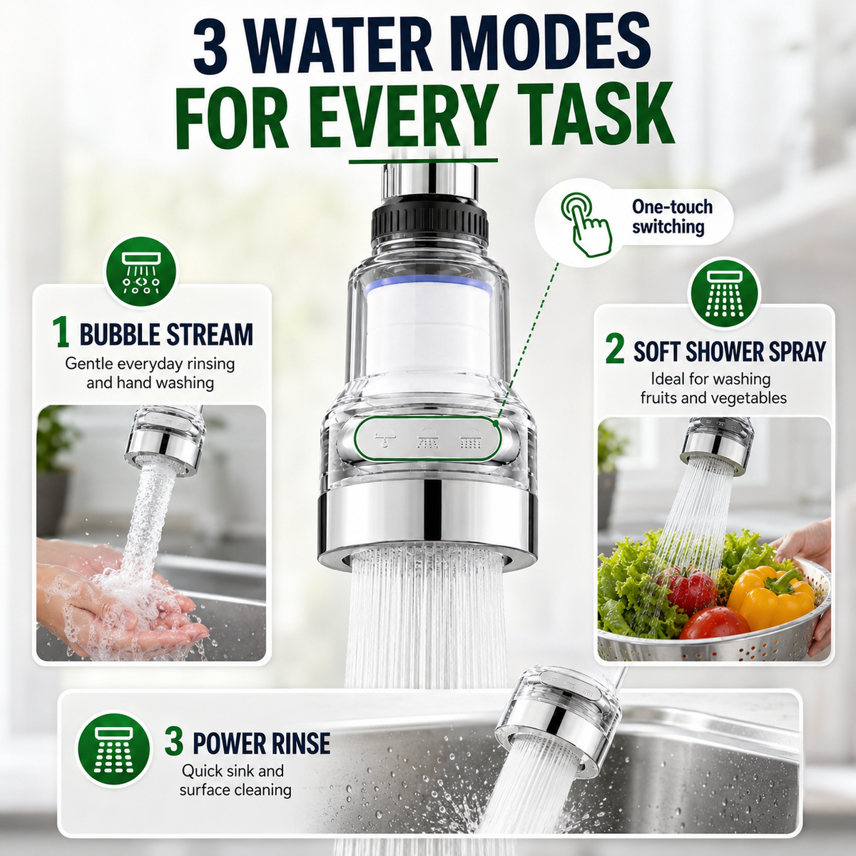 🚰🥗360°Rotating Faucet Filter‑Splash‑Proof Water Purifier💧