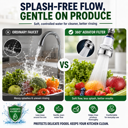 🚰🥗360°Rotating Faucet Filter‑Splash‑Proof Water Purifier💧