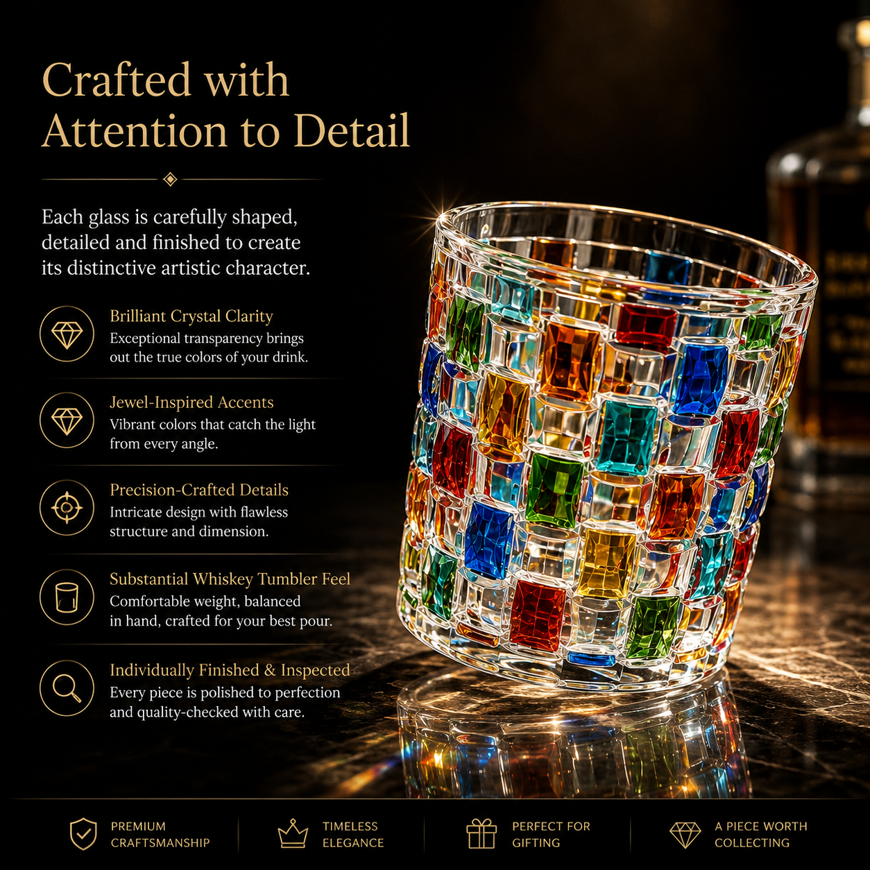 Artisan Colored Crystal Whiskey Glass