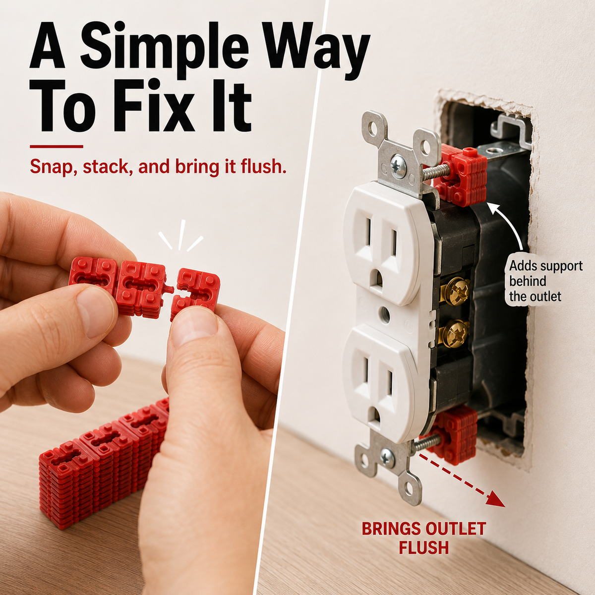 🔌 Snap-Apart Outlet Spacers – Fix Loose & Recessed Wall Outlets