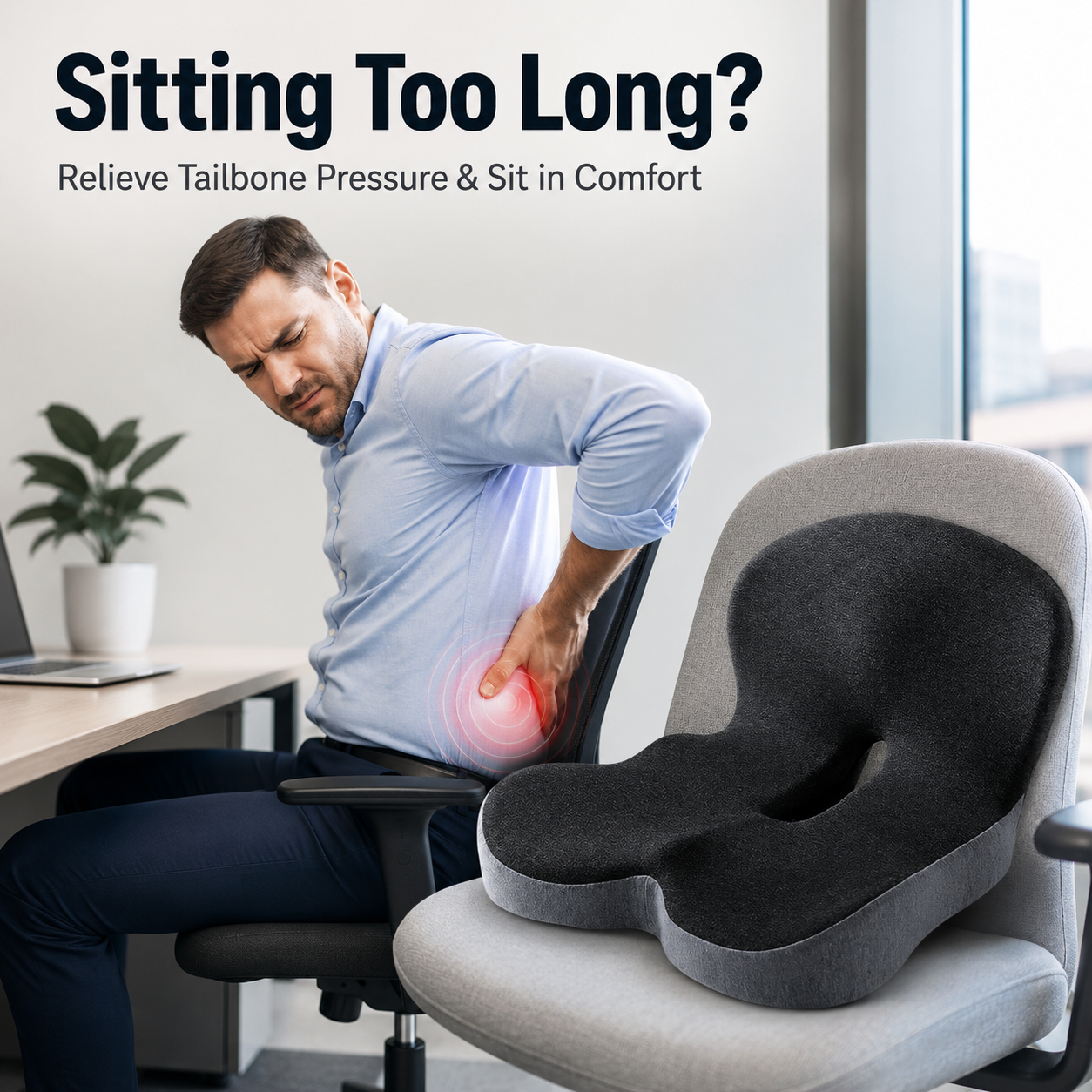🔥Sitting all day? This cushion can instantly relieve pressure on your back and tailbone.