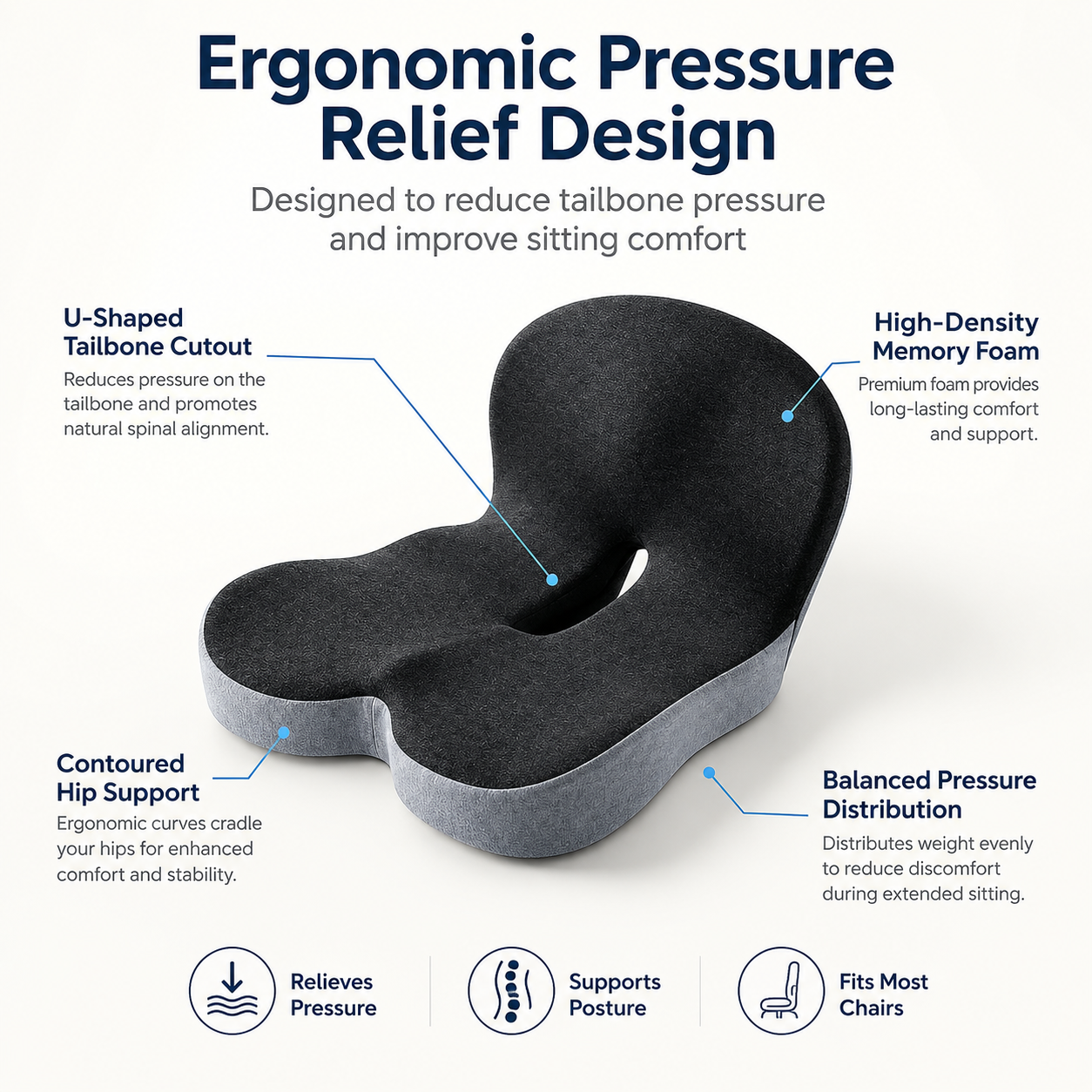 🔥Sitting all day? This cushion can instantly relieve pressure on your back and tailbone.