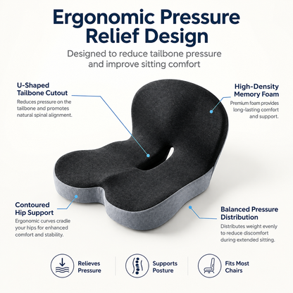 🔥Sitting all day? This cushion can instantly relieve pressure on your back and tailbone.