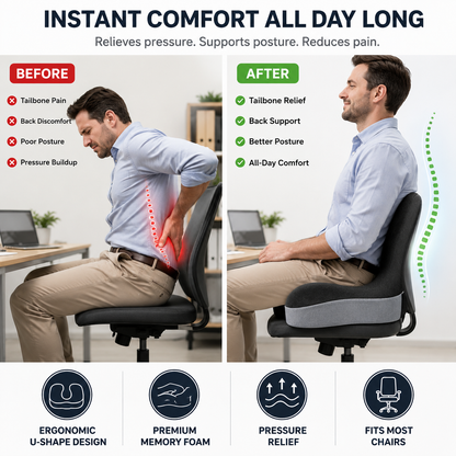 🔥Sitting all day? This cushion can instantly relieve pressure on your back and tailbone.