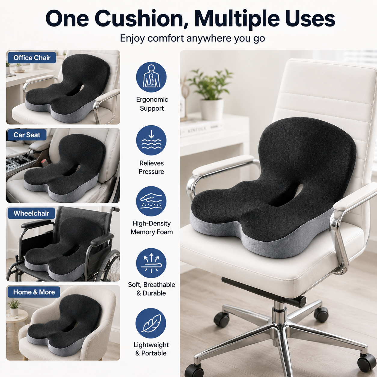 🔥Sitting all day? This cushion can instantly relieve pressure on your back and tailbone.