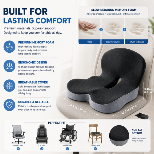 🔥Sitting all day? This cushion can instantly relieve pressure on your back and tailbone.