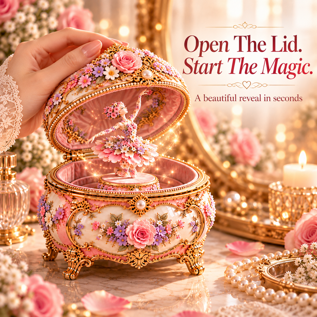 🩰 Floral Ballerina Music Box | Hidden Butterfly Reveal Keepsake
