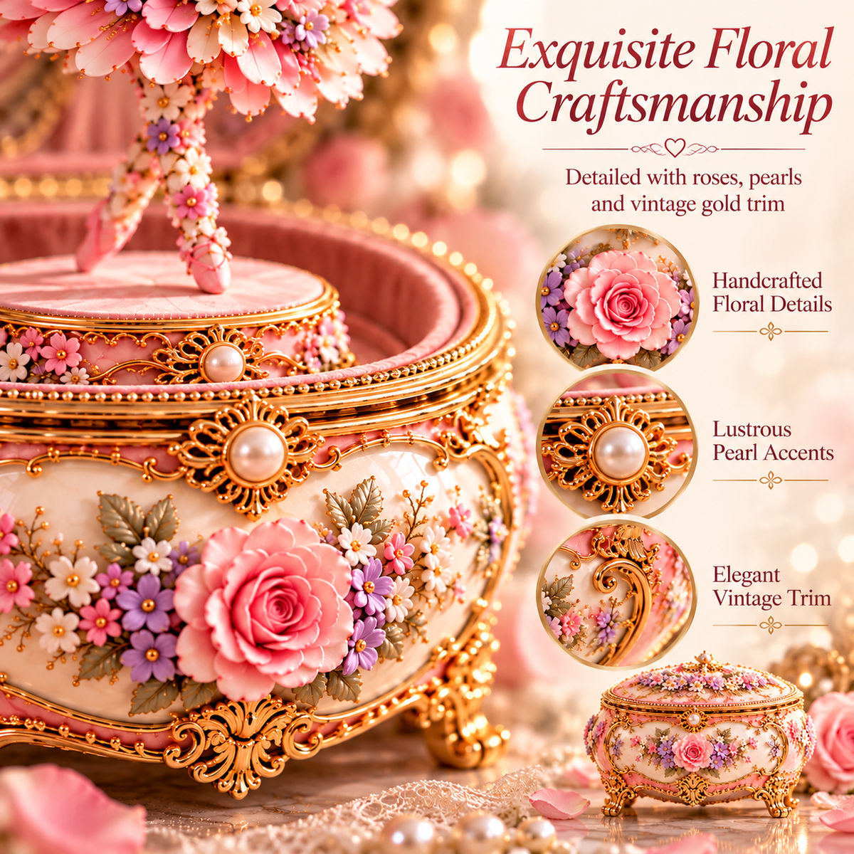 🩰 Floral Ballerina Music Box | Hidden Butterfly Reveal Keepsake