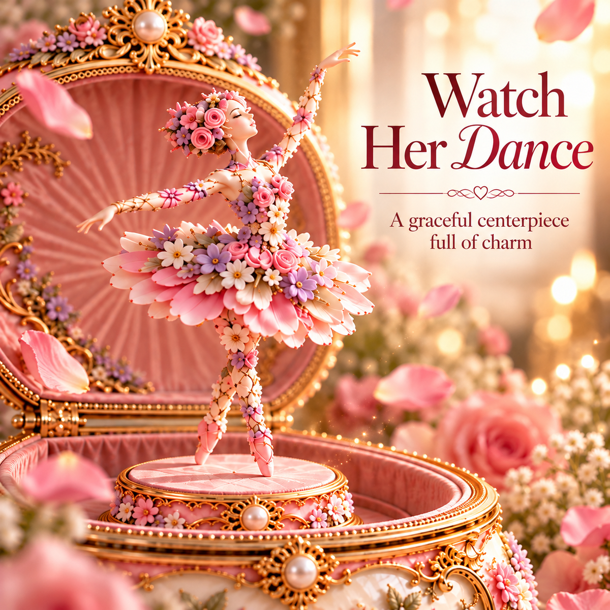 🩰 Floral Ballerina Music Box | Hidden Butterfly Reveal Keepsake