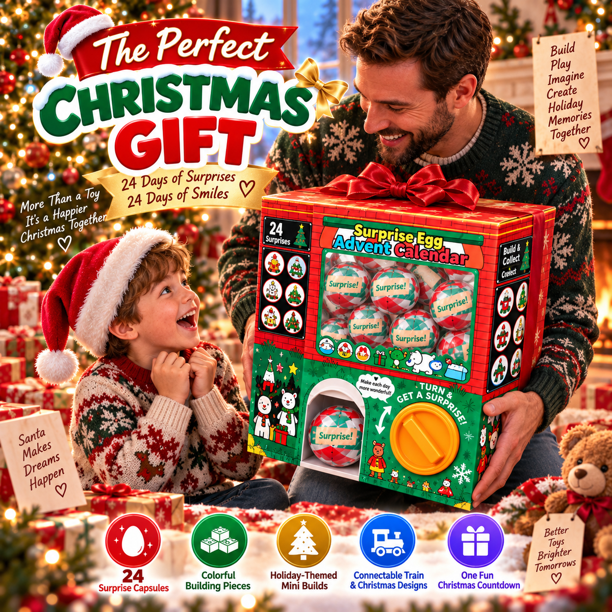 24-Day Surprise Egg Building Block Advent Calendar