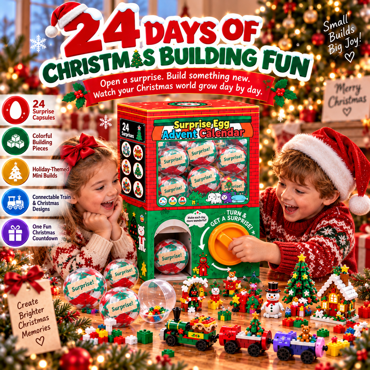 24-Day Surprise Egg Building Block Advent Calendar