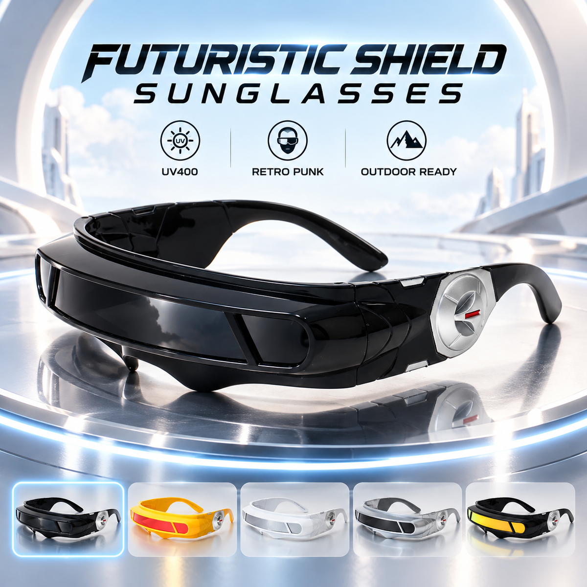 Space Goggles — Retro Punk UV400 Laser Eye Sunglasses for Outdoor Sports