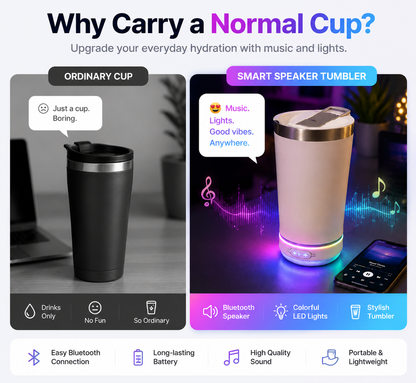 🔊 LED Bluetooth Speaker Tumbler – Smart Cup With Music & RGB Light