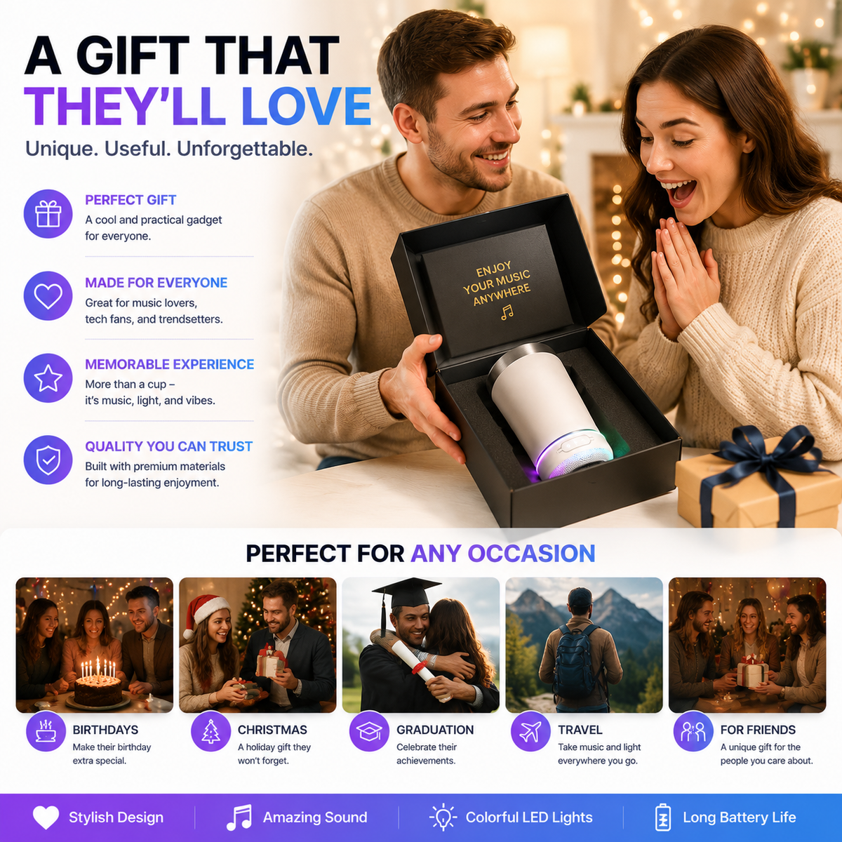 🔊 LED Bluetooth Speaker Tumbler – Smart Cup With Music & RGB Light