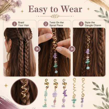 🔥 Hot Sale | Colored Natural Stone Pendant Hair Jewelry for Braids